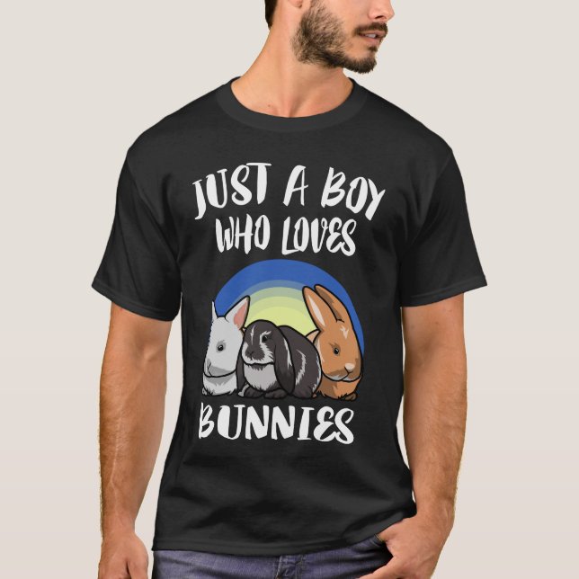Camiseta Só Um Rapaz Que Ama O Coelho De Bunnies (Frente)