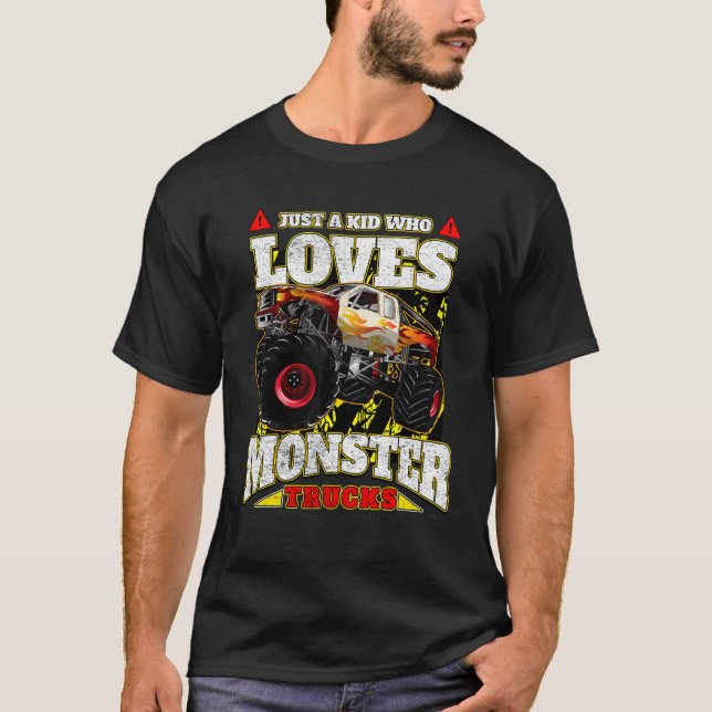 Camiseta Só Uma Criança Que Adora Caminhões Monstros (Frente)