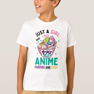 Camiseta Só uma garota que adora comida e jogos de anime