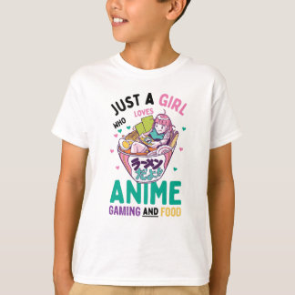 Camiseta Só uma garota que adora comida e jogos de anime
