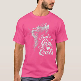 Camiseta Só uma garota que adora design de gatos para mulhe