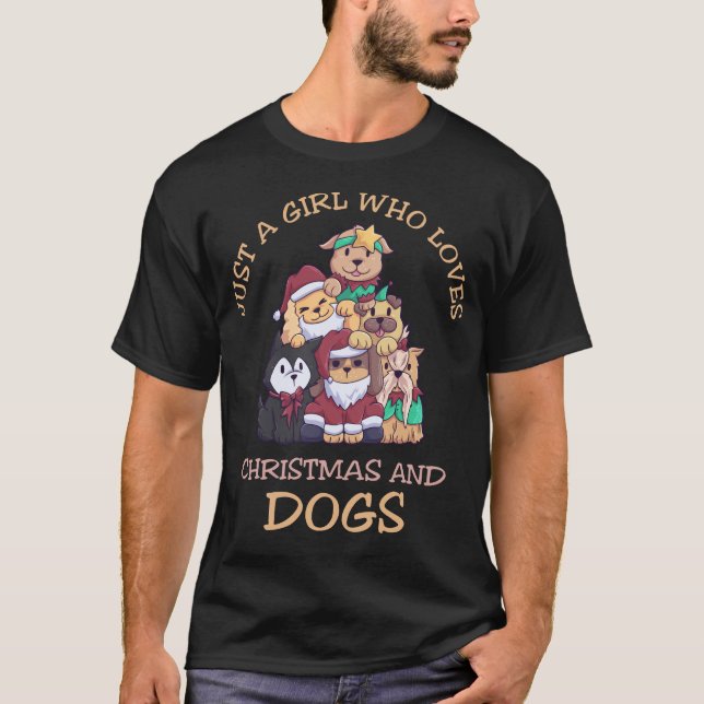 Camiseta Só Uma Garota Que Adora O Natal Dos Cães (Frente)