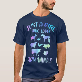 Camiseta Só uma garota que ama animais de fazenda - porcos