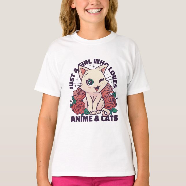 Camiseta Só uma garota que ama anime e gata (Frente)