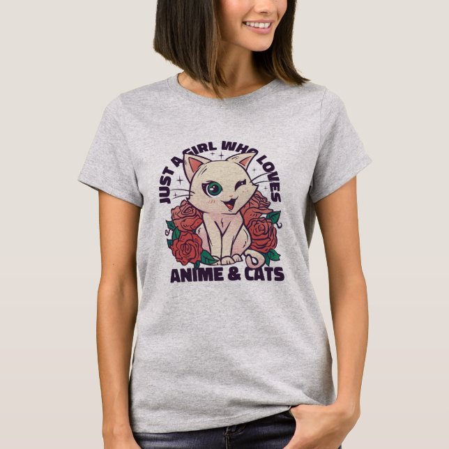 Camiseta Só uma garota que ama anime e gata (Frente)