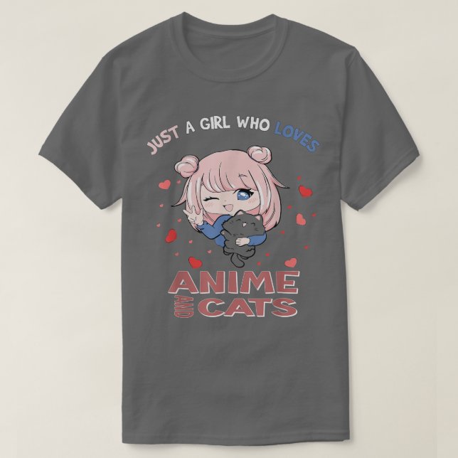 Camiseta Só uma garota que ama anime e gata-gato (Frente do Design)