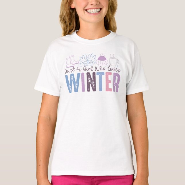 Camiseta Só uma garota que ama Design de sazonal de inverno (Frente)