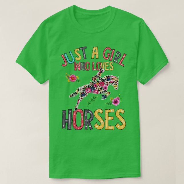 Camiseta Só uma garota que ama flores de cavalos (Frente do Design)