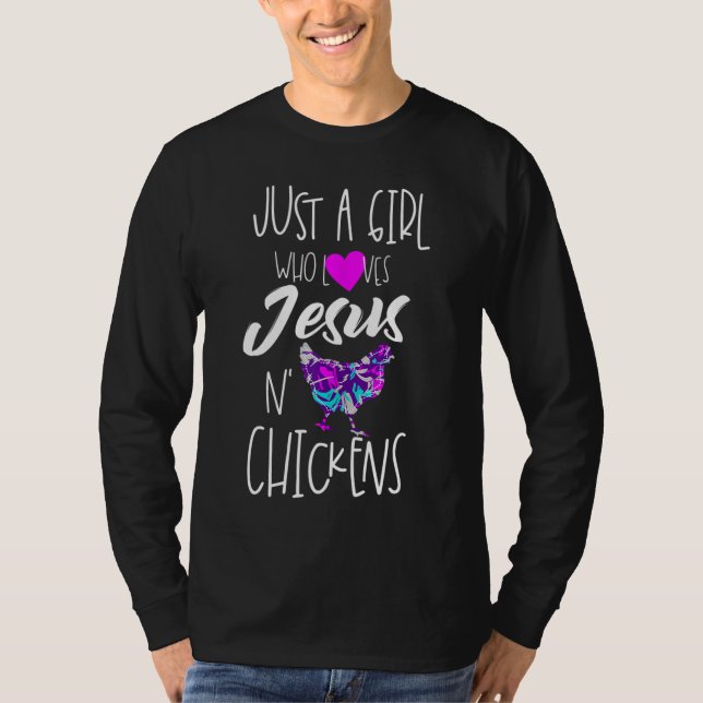 Camiseta Só uma garota que ama frango e Jesus religioso (Frente)