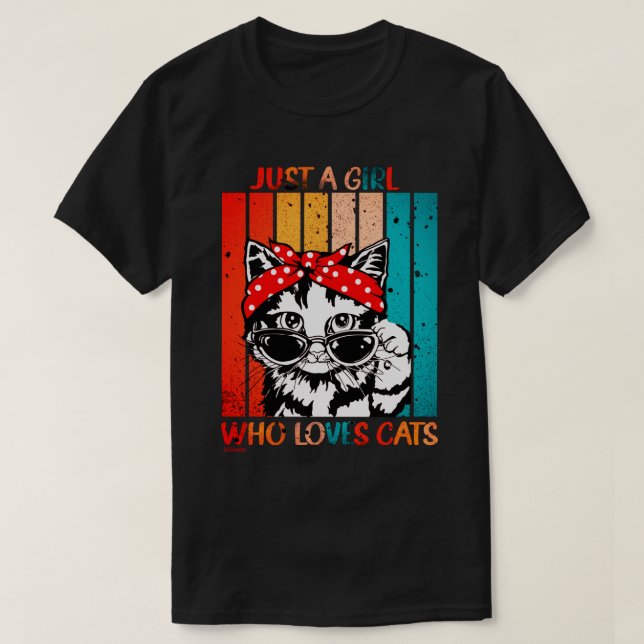Camiseta SÓ UMA GAROTA QUE AMA GATO Gato engraçado (Frente do Design)