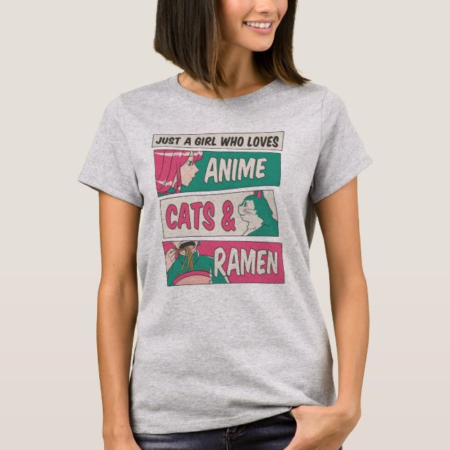 Camiseta Só uma garota que ama gatos, animes e marinheiros (Frente)
