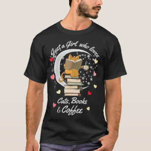 Camiseta Só uma garota que ama gatos, livros e café