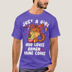 Camiseta Só uma garota que ama o Rmen e o gato-do-capuz pri