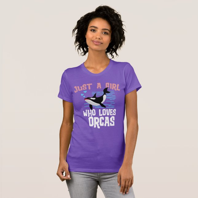 Camiseta Só uma garota que ama Orcas, orca, baleia assassin (Frente Completa)