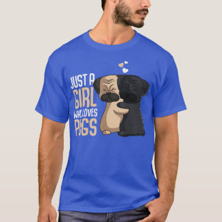 Camiseta Só uma garota que ama Pugs Kids Pug Lover Girls