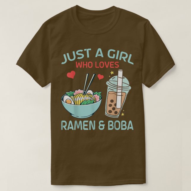 Camiseta Só uma garota que ama Ramen e Boba Bubble Tea (Frente do Design)