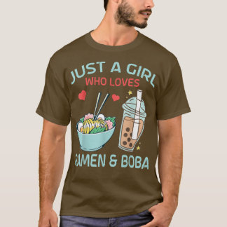 Camiseta Só uma garota que ama Ramen e Boba Bubble Tea