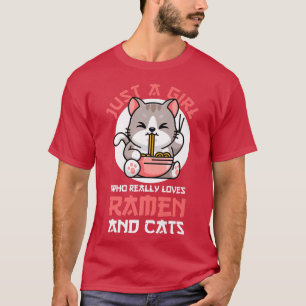 Camiseta Só Uma Garota Que Ama Ramen E Gatos Ramen