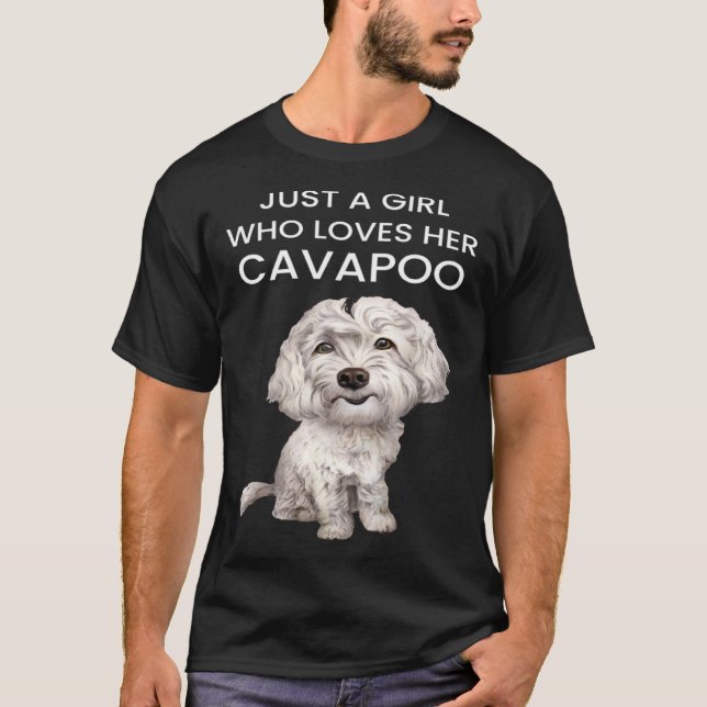 Camiseta Só uma garota que ama seu Cavapoo White Cavapoo Pu (Frente)