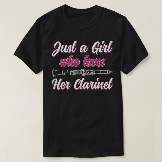 Camiseta Só uma garota que ama suas mulheres Clarinet Engra (Frente do Design)