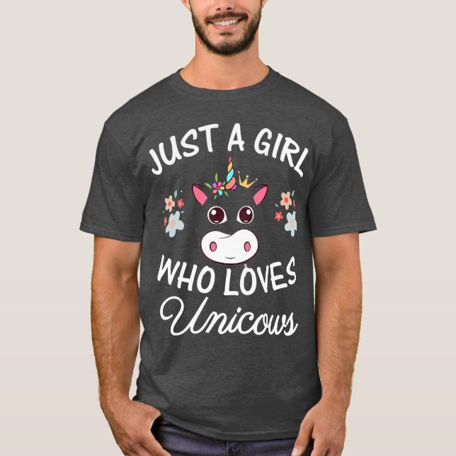 Camiseta Só uma garota que ama Unicows Cow Unicorn Lover (Frente)