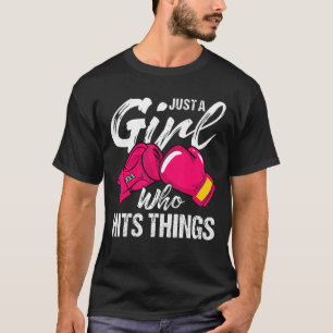 Camiseta Só Uma Garota Que Bate Nas Coisas Boxando Mulheres