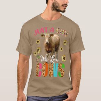 Camiseta Só Uma Garota Que Vaca Flores-De-Sol Bonitas