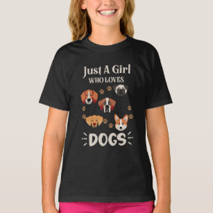 Camiseta Só-uma-garota-quem-ama-cachorros-cão-lover