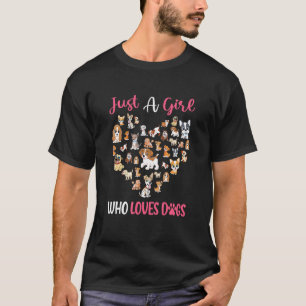 Camiseta Só Uma Menina Que Adora Cachorros Divertidos Cacho