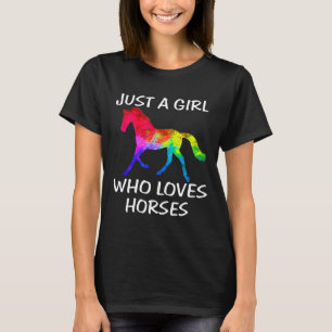 Camiseta Só Uma Menina Que Adora Cavalos Cavalos A Andar Mu