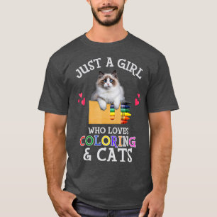 Camiseta Só Uma Menina Que Adora Colorir Gatos, Gato, Arte
