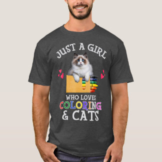 Camiseta Só Uma Menina Que Adora Colorir Gatos, Gato, Arte 