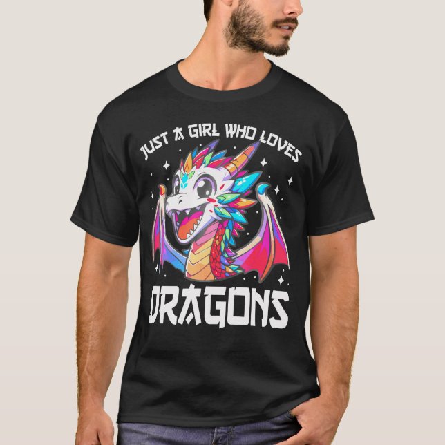 Camiseta Só Uma Menina Que Adora Dragões Meninas De Anime (Frente)