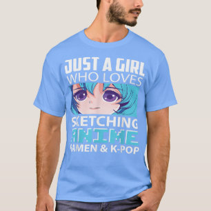 Camiseta Só Uma Menina Que Adora Escrever Anime Ramen E K-