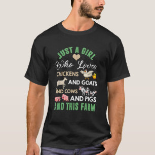 Camiseta Só Uma Menina Que Adora Galinha Gosta Vaca Porcos