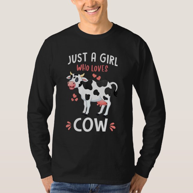 Camiseta Só Uma Menina Que Adora Leite De Vaca Farmer (Frente)