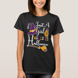Camiseta Só Uma Menina Que Adora O Halloween Assustador