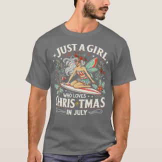 Camiseta Só Uma Menina Que Adora O Natal Em Julho, Surfando