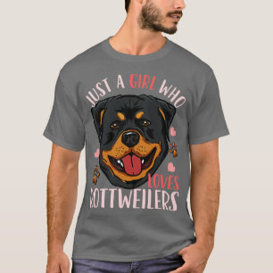 Camiseta Só Uma Menina Que Adora Rottweilers Cachorros Meni