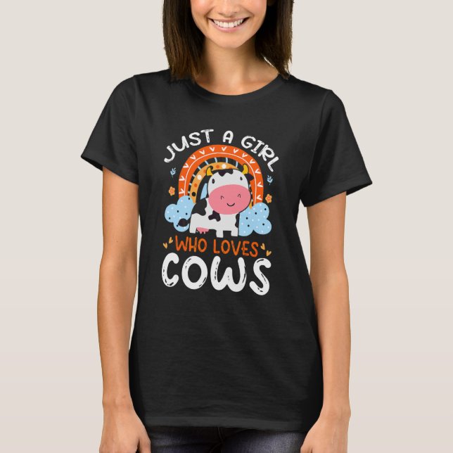 Camiseta Só Uma Menina Que Adora Vacas Flores De Vaca, Rain (Frente)