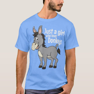 Camiseta Só Uma Menina Que Ama A Fazenda Animal Do Donkeys 