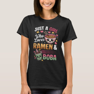 Camiseta Só Uma Menina Que Ama Boba Tea E Ramen Bubble Tea