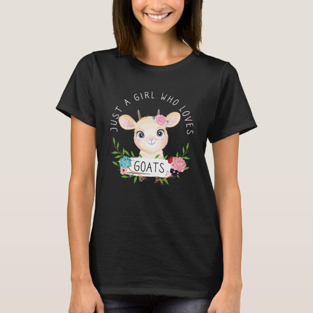Camiseta Só Uma Menina Que Ama Cabra Bonita Com Floral (Frente)
