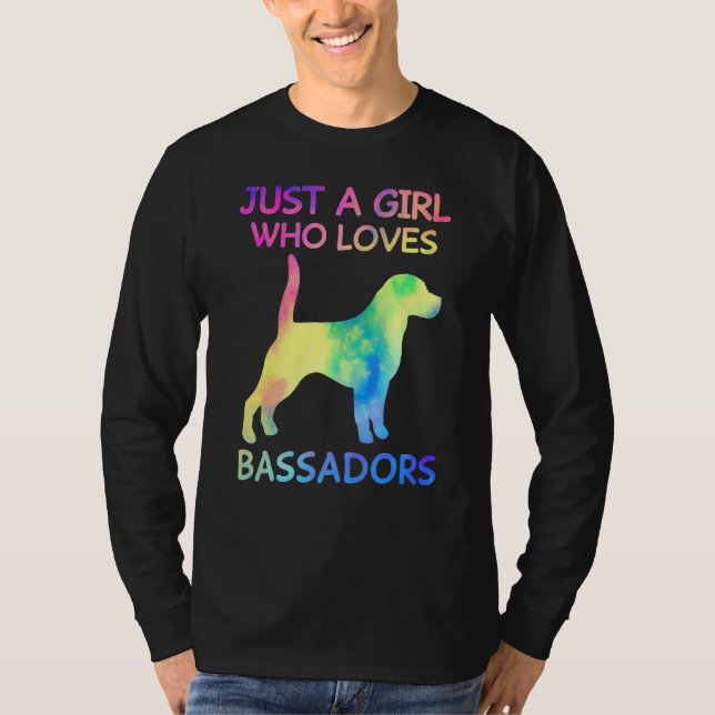 Camiseta Só Uma Menina Que Ama Cachorro Bassador Engraçado (Frente)