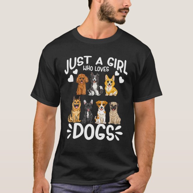 Camiseta Só Uma Menina Que Ama Cachorros Que Engraçados Eng (Frente)