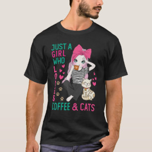 Camiseta Só Uma Menina Que Ama Café E Gatos Gato Bonito Mãe
