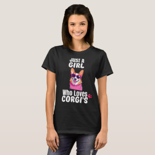 Camiseta Só Uma Menina Que Ama Corgis Com Lâmpada Rosa