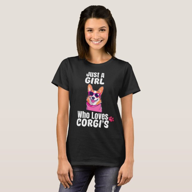 Camiseta Só Uma Menina Que Ama Corgis Com Lâmpada Rosa (Frente Completa)