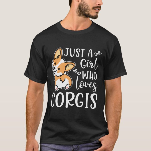 Camiseta Só Uma Menina Que Ama Corgis Engraçado, Bonito Pre (Frente)