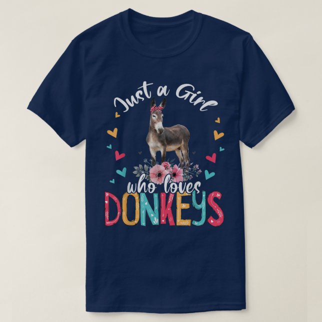 Camiseta Só Uma Menina Que Ama Donkeys Floral Flower Donkey (Frente do Design)